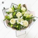 Beautifully simple white rose and white lily bouquet Code: SIWRLHT1  | National delivery and local delivery or collect from shop