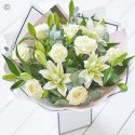 Beautifully Simple Luxury White Rose and Lily Bouquet Code: SIWRLHT2 | National delivery and local delivery or collect from shop